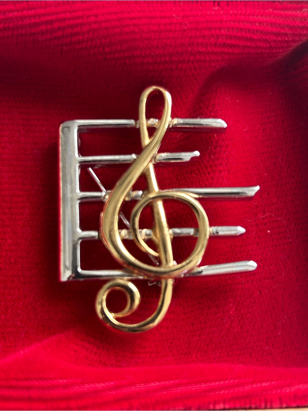 Musical Note Brooch in Gold & Silver Tones